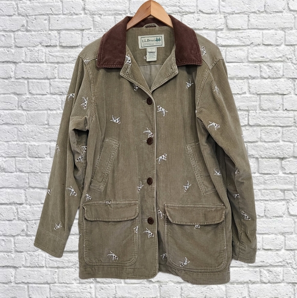 L.L. Bean Jackets & Coats Vtg Ll Bean Dog Embroidered Corduroy Barn